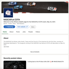 <a href="https://www.linkedin.com/company/nascar-at-cota/" target=_blank>https://www.linkedin.com/company/nascar-at-cota/</a>
